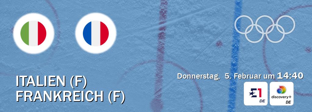 Das Spiel zwischen Italien (F) und Frankreich (F) wird am Donnerstag,  5. Februar um  14:40, live vom Eurosport 1 und Discovery + übertragen.