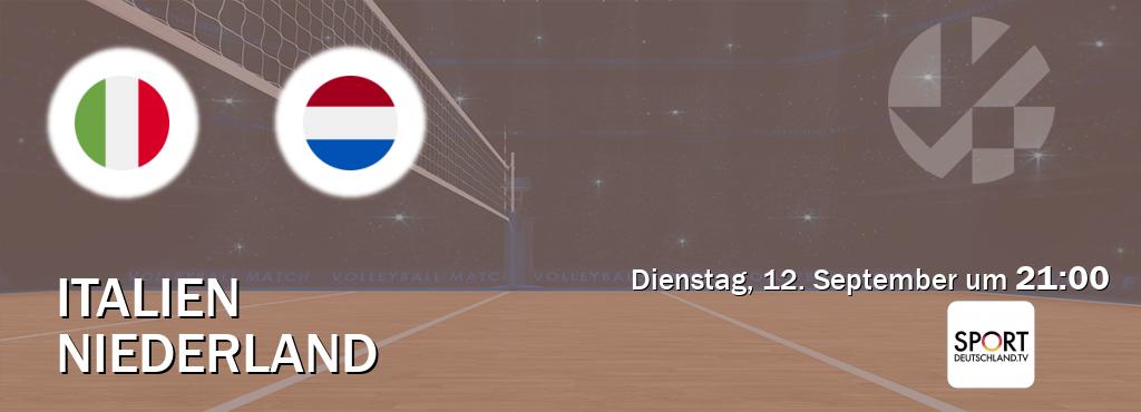 Das Spiel zwischen Italien und Niederland wird am Dienstag, 12. September um  21:00, live vom Sportdeutschland.TV übertragen.