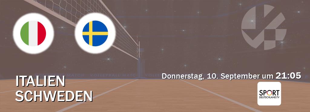 Das Spiel zwischen Italien und Schweden wird am Donnerstag, 10. September um  21:05, live vom Sportdeutschland.TV übertragen.