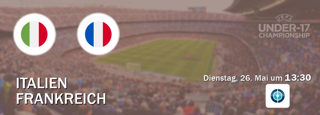 Das Spiel zwischen Italien U17 und Frankreich U17 wird am Dienstag, 26. Mai um 13:30, live vom Sportdigital FUSSBALL übertragen. Das Spiel zwischen Italien U17 und Frankreich U17 wird am Dienstag, 26. Mai um 13:30, live vom Sportdigital FUSSBALL übertragen.