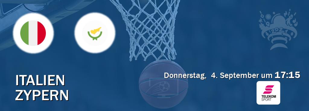 Das Spiel zwischen Italien und Zypern wird am Donnerstag,  4. September um  17:15, live vom Magenta Sport übertragen.