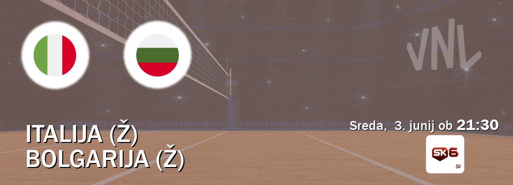 Italija (Ž) in Bolgarija (Ž) v živo na Sportklub 6. Prenos tekme bo v sreda,  3. junij ob  21:30