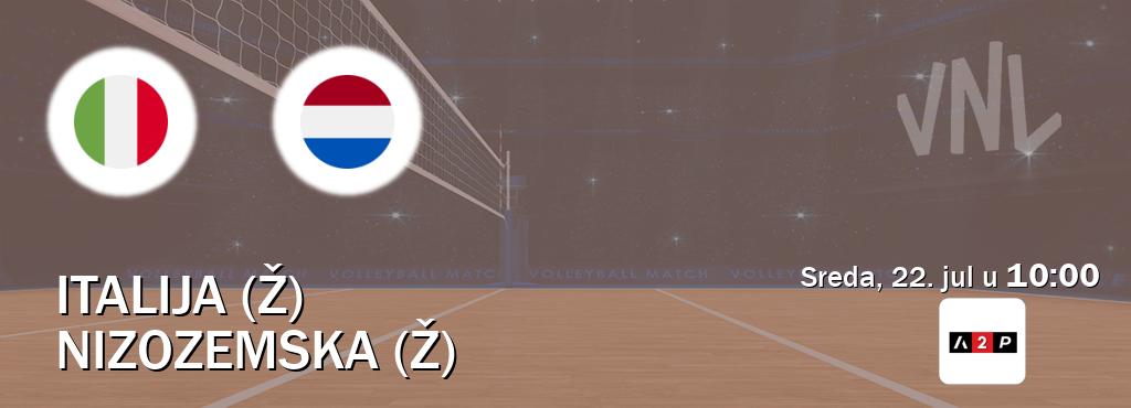 Izravni prijenos utakmice Italija (Ž) i Nizozemska (Ž) pratite uživo na Arena Premium 2 (sreda, 22. jul u 10:00). Izravni prijenos utakmice Italija (Ž) i Nizozemska (Ž) pratite uživo na Arena Premium 2 (sreda, 22. jul u 10:00).