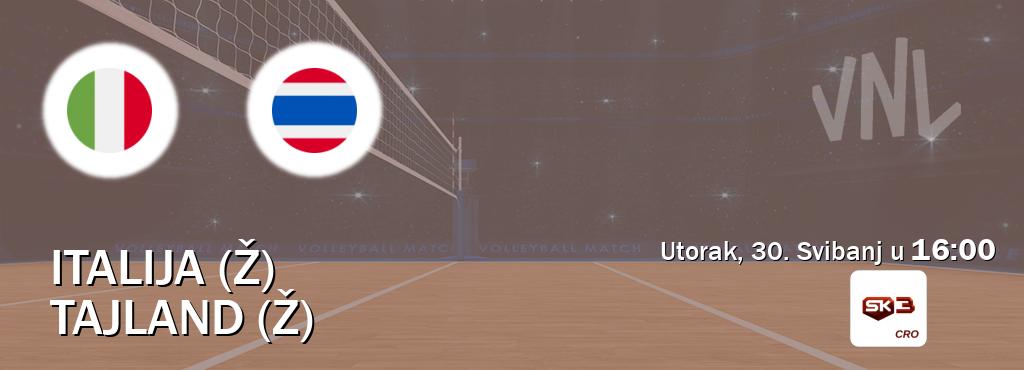 Izravni prijenos utakmice Italija (Ž) i Tajland (Ž) pratite uživo na Sportklub 3 (Utorak, 30. Svibanj u  16:00).