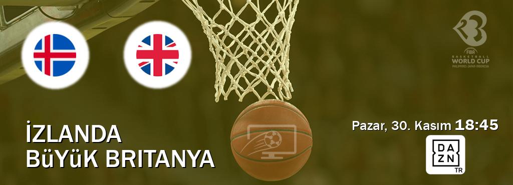 Karşılaşma İzlanda - Büyük Britanya DAZN'den canlı yayınlanacak (Pazar, 30. Kasım  18:45).