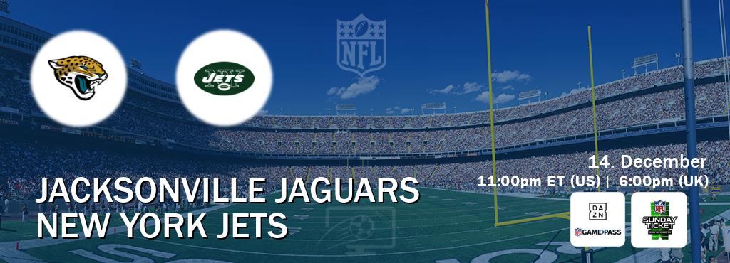 You can watch game live between Jacksonville Jaguars and New York Jets on DAZN NFL Game Pass and NFL Sunday Ticket(US). You can watch game live between Jacksonville Jaguars and New York Jets on DAZN NFL Game Pass and NFL Sunday Ticket(US).