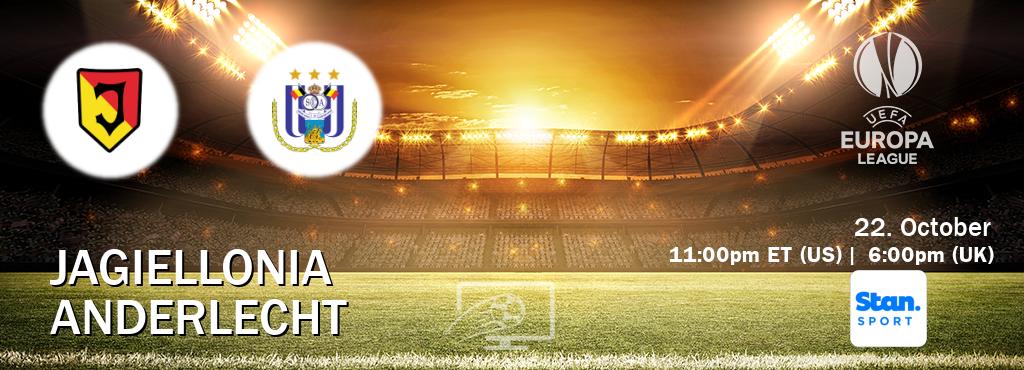 You can watch game live between Jagiellonia and Anderlecht on Stan Sport(AU). You can watch game live between Jagiellonia and Anderlecht on Stan Sport(AU).