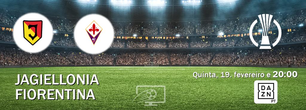 Jogo entre Jagiellonia e Fiorentina tem emissão DAZN (quinta, 19. fevereiro e  20:00).