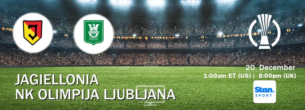 You can watch game live between Jagiellonia and NK Olimpija Ljubljana on Stan Sport(AU).