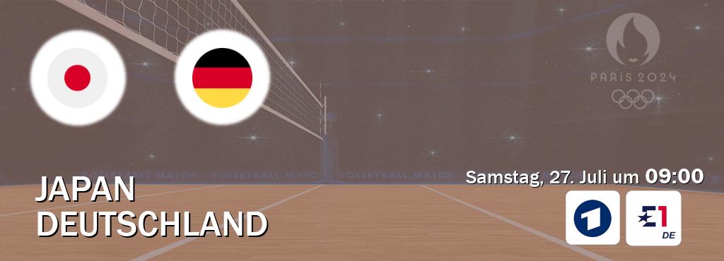 Das Spiel zwischen Japan und Deutschland wird am Samstag, 27. Juli um  09:00, live vom Das Erste und Eurosport 1 übertragen.