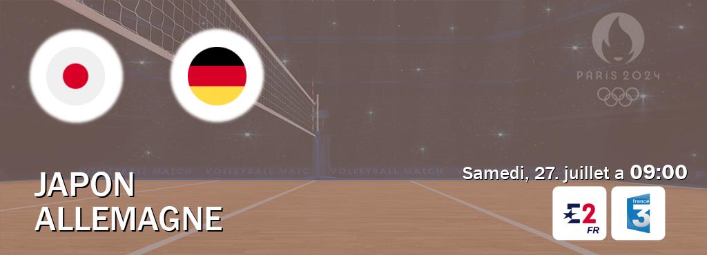 Match entre Japon et Allemagne en direct à la Eurosport 2 et France 3 (samedi, 27. juillet a  09:00).