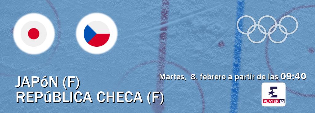 El partido entre Japón (F) y República Checa (F) será retransmitido por Eurosport Player ES (martes,  8. febrero a partir de las  09:40).