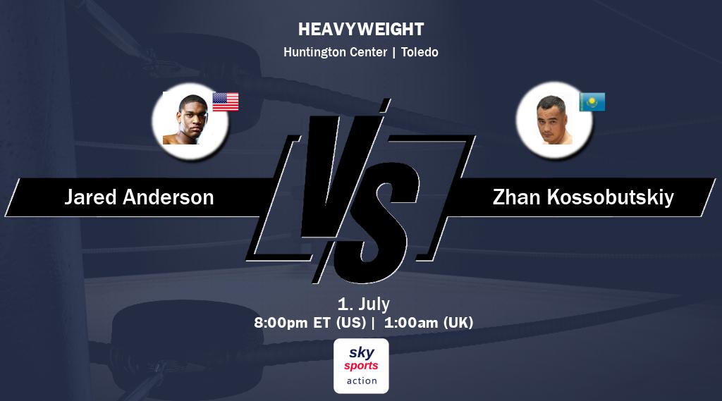 Figth between Jared Anderson and Zhan Kossobutskiy will be shown live on Sky Sports Action(UK).