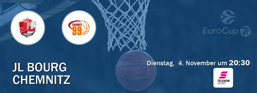 Das Spiel zwischen JL Bourg und Chemnitz wird am Dienstag, 4. November um 20:30, live vom Magenta Sport übertragen. Das Spiel zwischen JL Bourg und Chemnitz wird am Dienstag, 4. November um 20:30, live vom Magenta Sport übertragen.