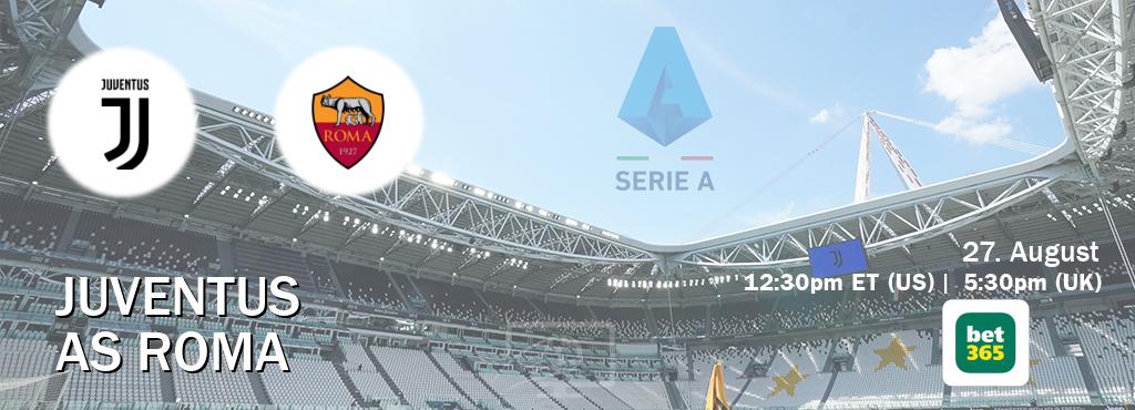 You can watch game live between Juventus and AS Roma on bet365.