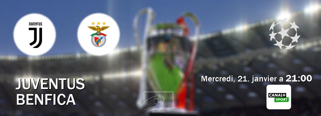 Match entre Juventus et Benfica en direct à la Canal+ Sport (mercredi, 21. janvier a  21:00).