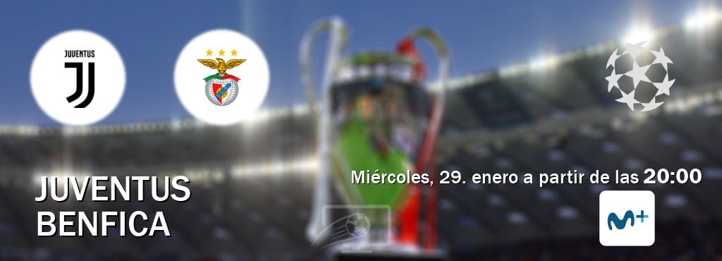 El partido entre Juventus y Benfica será retransmitido por Movistar Liga de Campeones  (miércoles, 29. enero a partir de las  20:00).