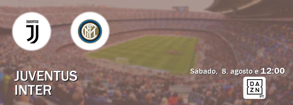 Jogo entre Juventus e Inter tem emissão DAZN (sábado,  8. agosto e  12:00).