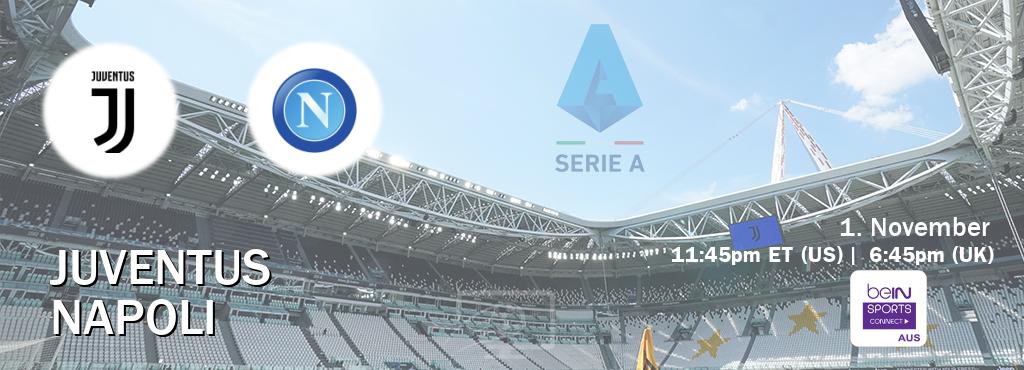 You can watch game live between Juventus and Napoli on beIN Sports Connect(AU). You can watch game live between Juventus and Napoli on beIN Sports Connect(AU).