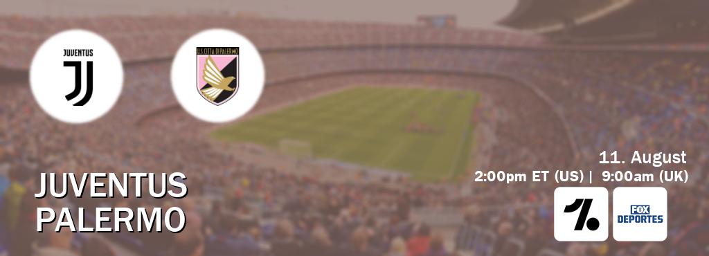 You can watch game live between Juventus and Palermo on OneFootball and Fox Deportes(US). You can watch game live between Juventus and Palermo on OneFootball and Fox Deportes(US).