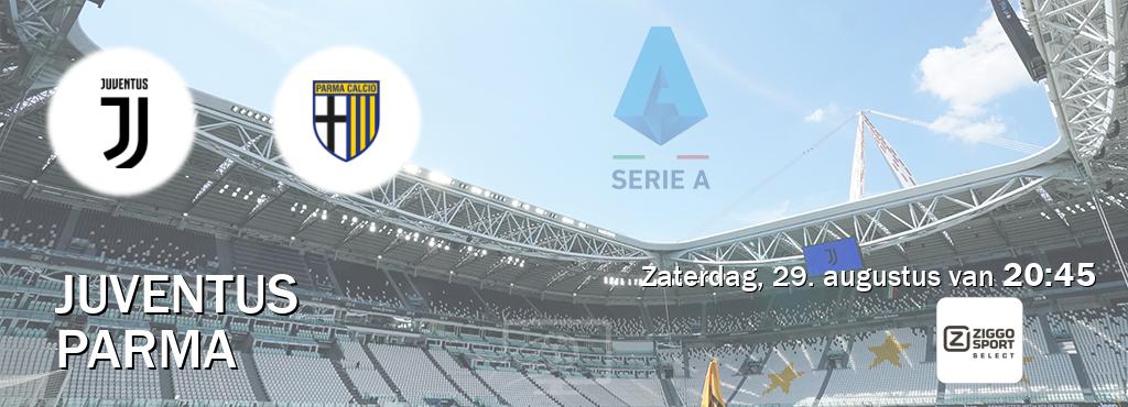 Wedstrijd tussen Juventus en Parma live op tv bij Ziggo Sport 2 (zaterdag, 29. augustus van  20:45).
