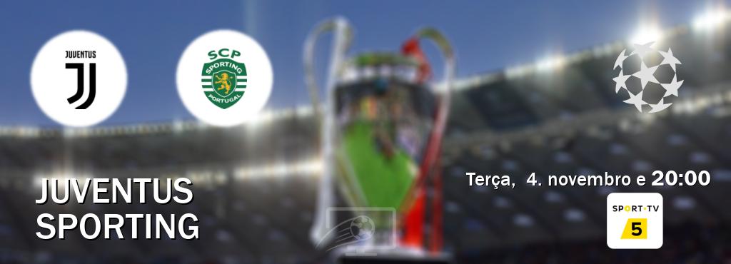 Jogo entre Juventus e Sporting tem emissão Sport TV 5 (terça, 4. novembro e 20:00). Jogo entre Juventus e Sporting tem emissão Sport TV 5 (terça, 4. novembro e 20:00).