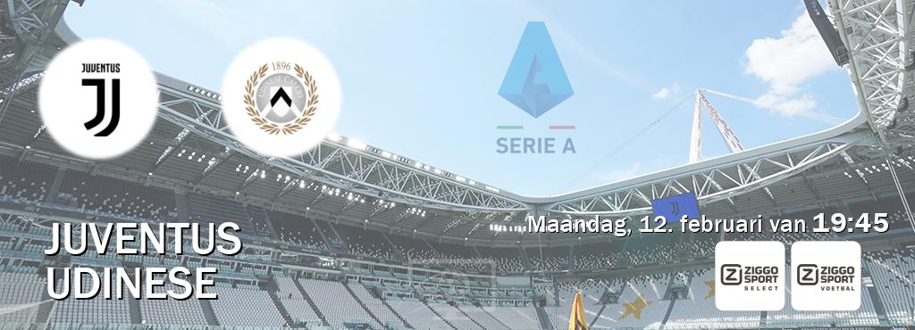 Wedstrijd tussen Juventus en Udinese live op tv bij Ziggo Select, Ziggo Voetbal (maandag, 12. februari van  19:45).