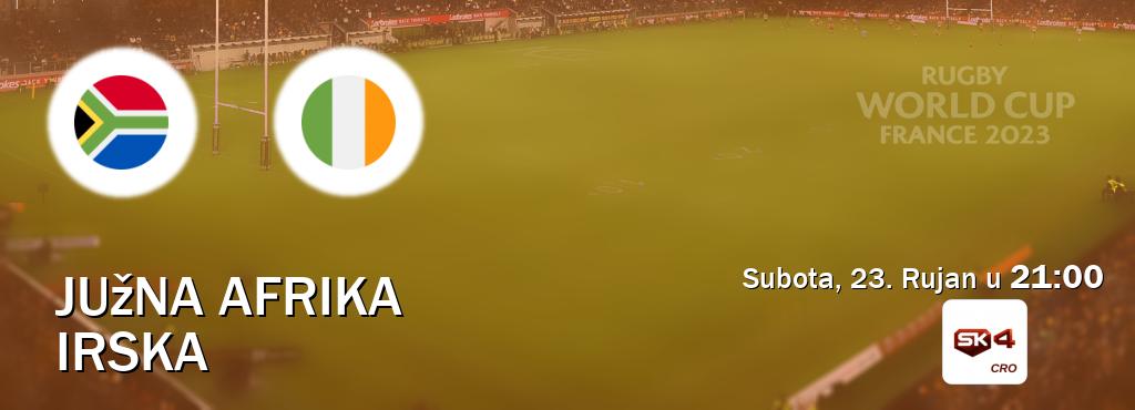 Izravni prijenos utakmice Južna Afrika i Irska pratite uživo na Sportklub 4 (Subota, 23. Rujan u  21:00).