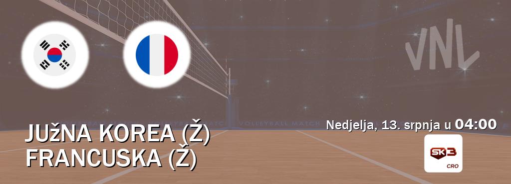 Izravni prijenos utakmice Južna Korea (Ž) i Francuska (Ž) pratite uživo na Sportklub 3 (nedjelja, 13. srpnja u  04:00).