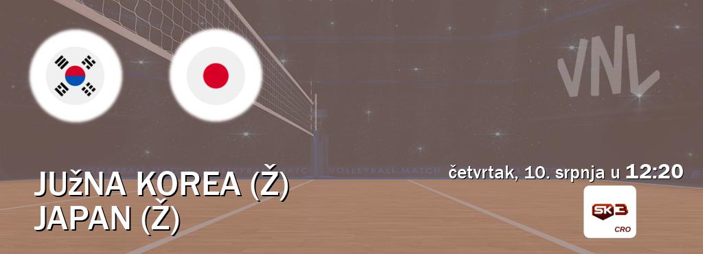 Izravni prijenos utakmice Južna Korea (Ž) i Japan (Ž) pratite uživo na Sportklub 3 (četvrtak, 10. srpnja u  12:20).