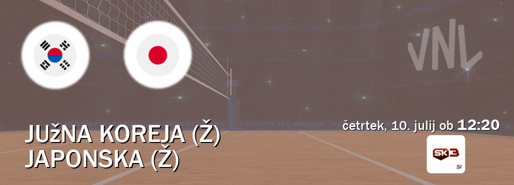 Južna Koreja (Ž) in Japonska (Ž) v živo na Sportklub 3. Prenos tekme bo v četrtek, 10. julij ob  12:20