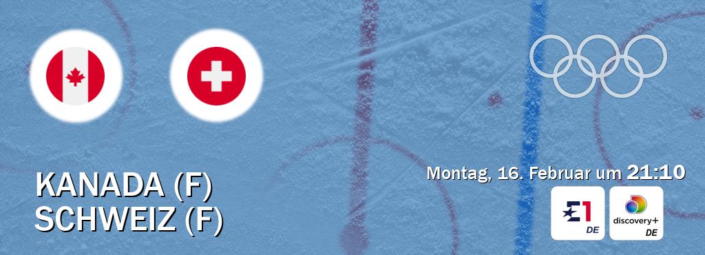 Das Spiel zwischen Kanada (F) und Schweiz (F) wird am Montag, 16. Februar um  21:10, live vom Eurosport 1 und Discovery + übertragen.