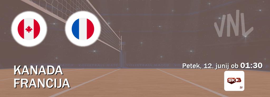 Dvoboj Kanada in Francija s prenosom tekme v živo na Sportklub 3.