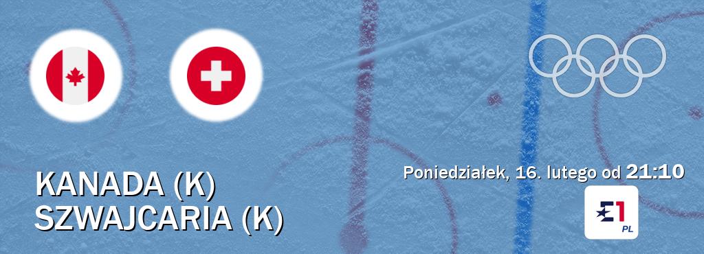 Gra między Kanada (K) i Szwajcaria (K) transmisja na żywo w Eurosport (poniedziałek, 16. lutego od  21:10).