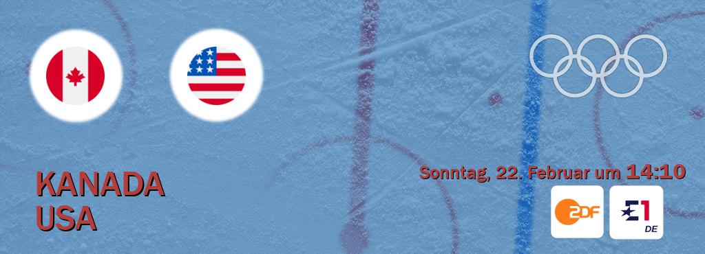 Das Spiel zwischen Kanada und USA wird am Sonntag, 22. Februar um  14:10, live vom ZDF und Eurosport 1 übertragen.