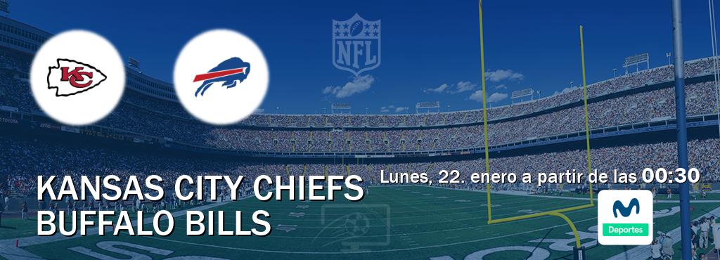 El partido entre Kansas City Chiefs y Buffalo Bills será retransmitido por Movistar Deportes (lunes, 22. enero a partir de las  00:30).