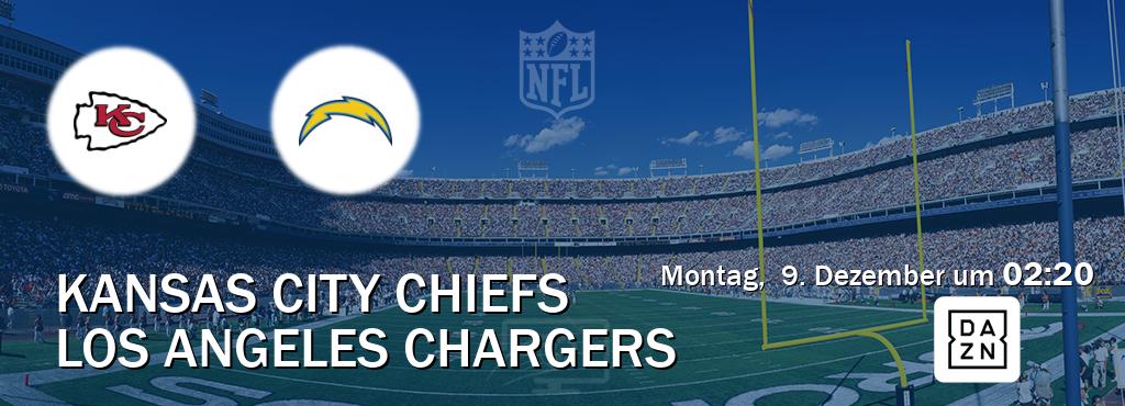 Das Spiel zwischen Kansas City Chiefs und Los Angeles Chargers wird am Montag,  9. Dezember um  02:20, live vom DAZN übertragen.