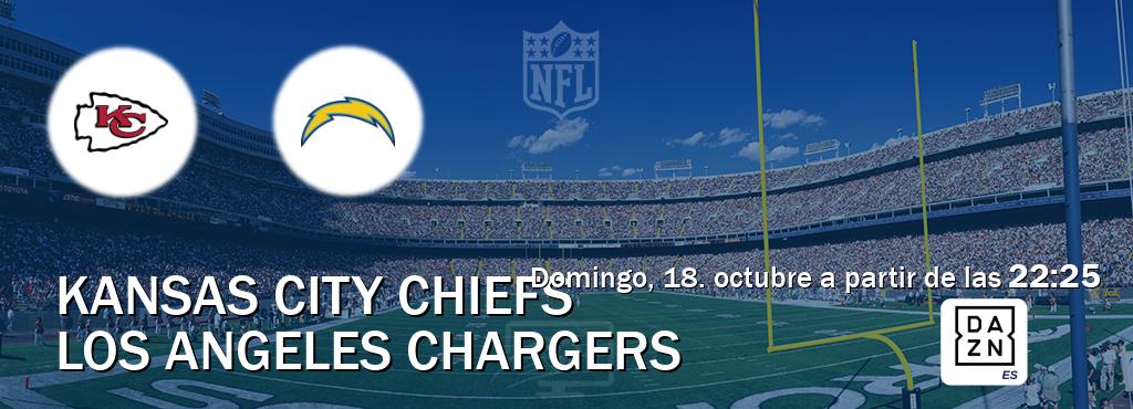 El partido entre Kansas City Chiefs y Los Angeles Chargers será retransmitido por DAZN España (domingo, 18. octubre a partir de las  22:25).