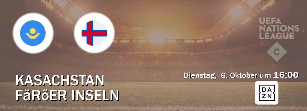 Das Spiel zwischen Kasachstan und Färöer Inseln wird am Dienstag,  6. Oktober um  16:00, live vom DAZN übertragen.