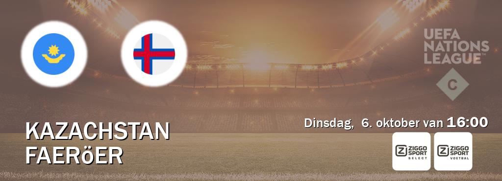 Wedstrijd tussen Kazachstan en Faeröer live op tv bij Ziggo Sport 2, Ziggo Sport (dinsdag,  6. oktober van  16:00).