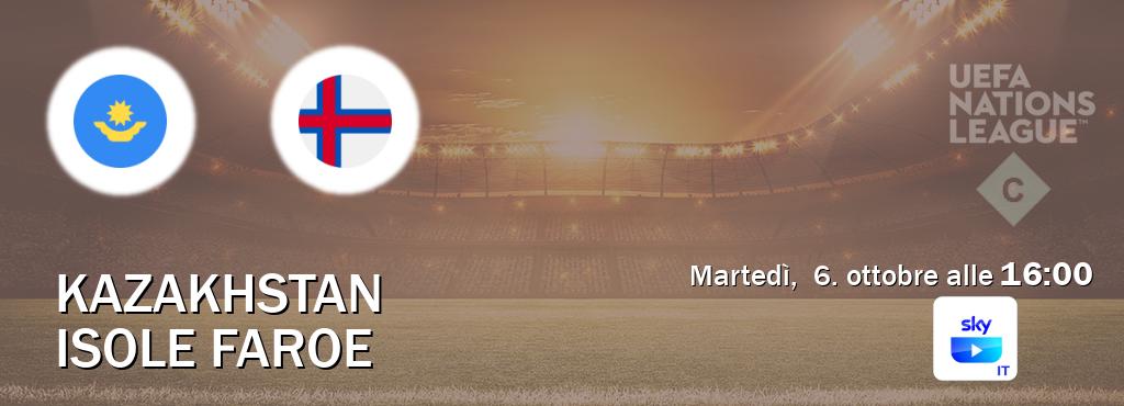 Il match Kazakhstan - Isole Faroe sarà trasmesso in diretta TV su SKY Go Italia (ore 16:00) Il match Kazakhstan - Isole Faroe sarà trasmesso in diretta TV su SKY Go Italia (ore 16:00)