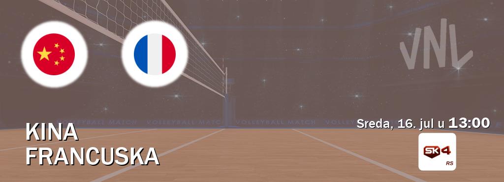 Izravni prijenos utakmice Kina i Francuska pratite uživo na Sportklub 4 (sreda, 16. jul u 13:00). Izravni prijenos utakmice Kina i Francuska pratite uživo na Sportklub 4 (sreda, 16. jul u 13:00).