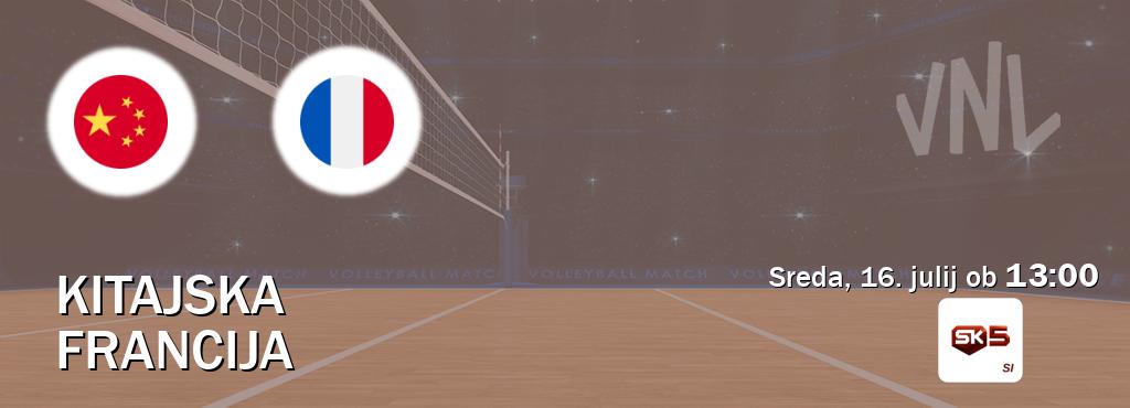 Dvoboj Kitajska in Francija s prenosom tekme v živo na Sportklub 5. Dvoboj Kitajska in Francija s prenosom tekme v živo na Sportklub 5.