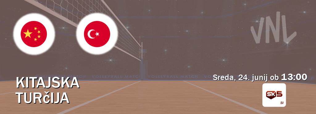 Dvoboj Kitajska in Turčija s prenosom tekme v živo na Sportklub 5.