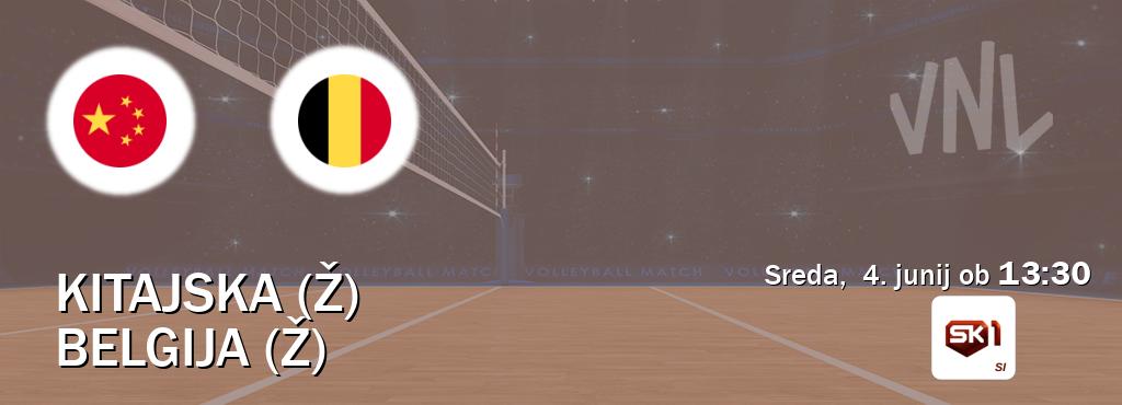 Prenos tekme med Kitajska (Ž) in Belgija (Ž) v živo na Sportklub 1 (sreda,  4. junij ob  13:30 uri).