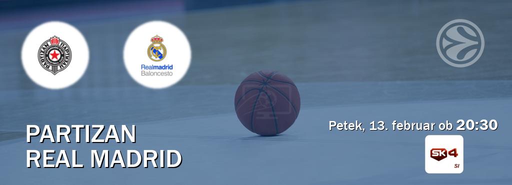 Partizan in Real Madrid v živo na Sportklub 4. Prenos tekme bo v petek, 13. februar ob  20:30