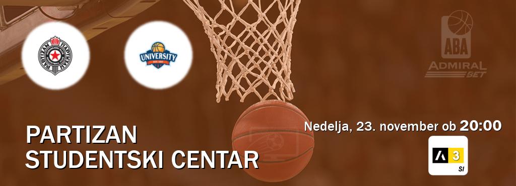 Partizan in Studentski Centar v živo na Arena Sport 3. Prenos tekme bo v nedelja, 23. november ob 20:00 Partizan in Studentski Centar v živo na Arena Sport 3. Prenos tekme bo v nedelja, 23. november ob 20:00