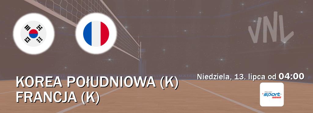 Gra między Korea Południowa (K) i Francja (K) transmisja na żywo w Polsat Sport News (niedziela, 13. lipca od  04:00).