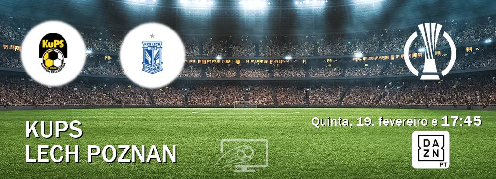 Jogo entre KuPS e Lech Poznan tem emissão DAZN (quinta, 19. fevereiro e  17:45).