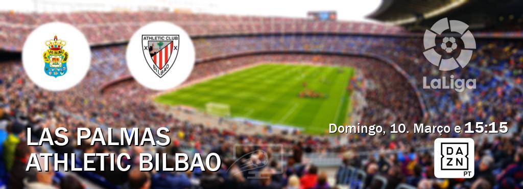 Jogo entre Las Palmas e Athletic Bilbao tem emissão DAZN (Domingo, 10. Março e  15:15).
